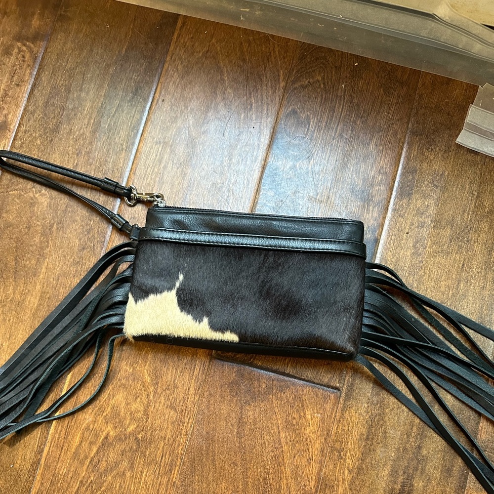 Cow print wristlet